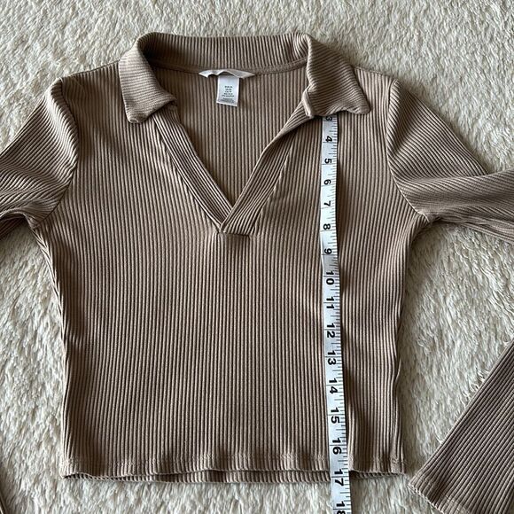 H&M long sleeve crop top tan size xs - Picture 7 of 16